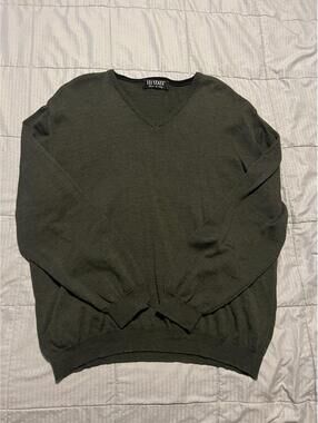 111 State Sweater Mens S/M Olive Green Merino Wool Pullover Grandpa Italy